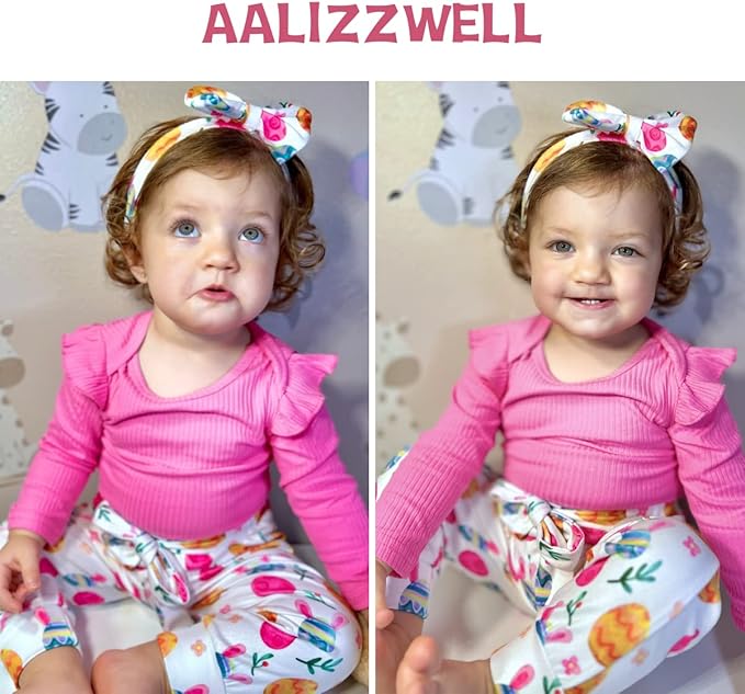 Aalizzwell Preemie Newborn Infant Baby Girls Clothes Ribbed Romper Bodysuit Pants Set Fall Winter Outfits