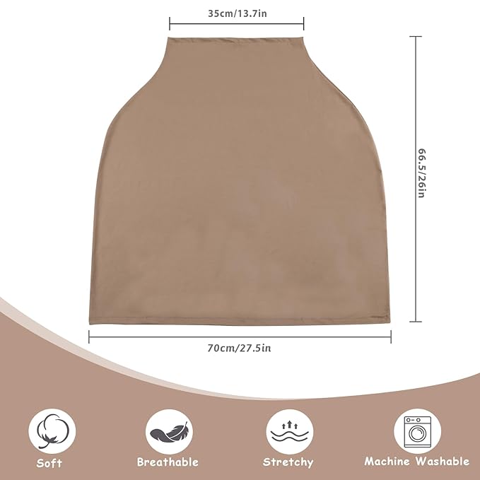 TANOFAR Car Seat Cover for Baby, Multi-Use Cover Carseat Canopy, High Stretchy & Breathable Infant Carseat Cover, Shower Gifts for Unisex Boys and Girls (Brown)
