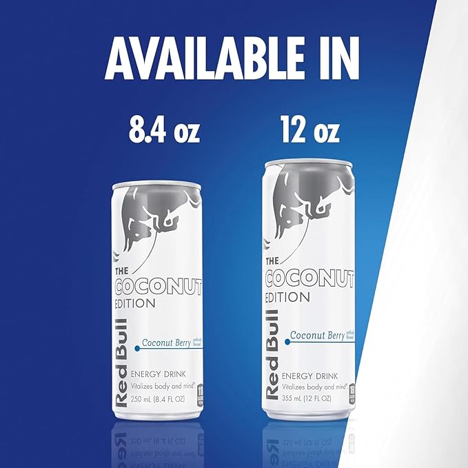 Red Bull Coconut Edition Energy Drink, Coconut Berry, with 80mg Caffeine plus Taurine & B Vitamins, 8.4 Fl Oz, Pack of 4 Cans