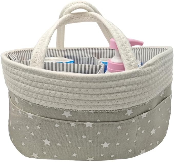 Baby Diaper Caddy Organizer Storage Basket for Girl Boy Shower Gifts Portable Large Nursery Holder Tote for Changing Table or Car Newborn Essentials