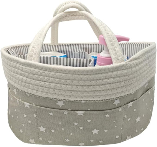 Baby Diaper Caddy Organizer Storage Basket for Girl Boy Shower Gifts Portable Large Nursery Holder Tote for Changing Table or Car Newborn Essentials