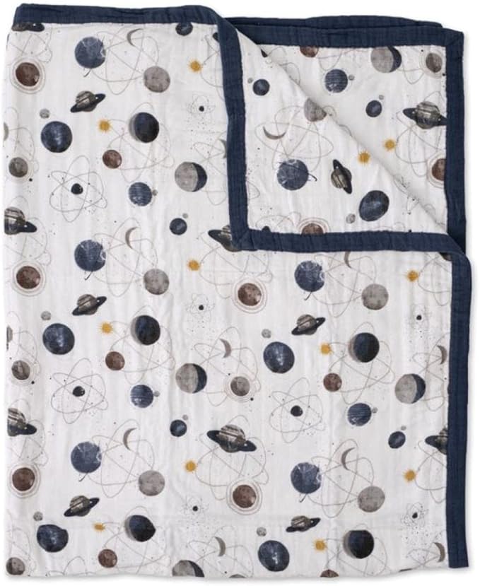 Little Unicorn Premium Quilted Throw | Super Soft, Multi-Layered Muslin XL Blanket| Great for Kids & Families (Planetary)