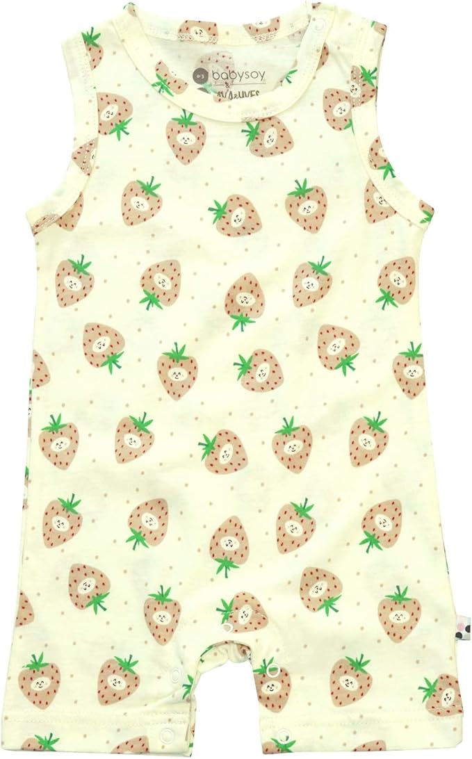 Babysoy Organic Pattern Print Tank Romper Shortall
