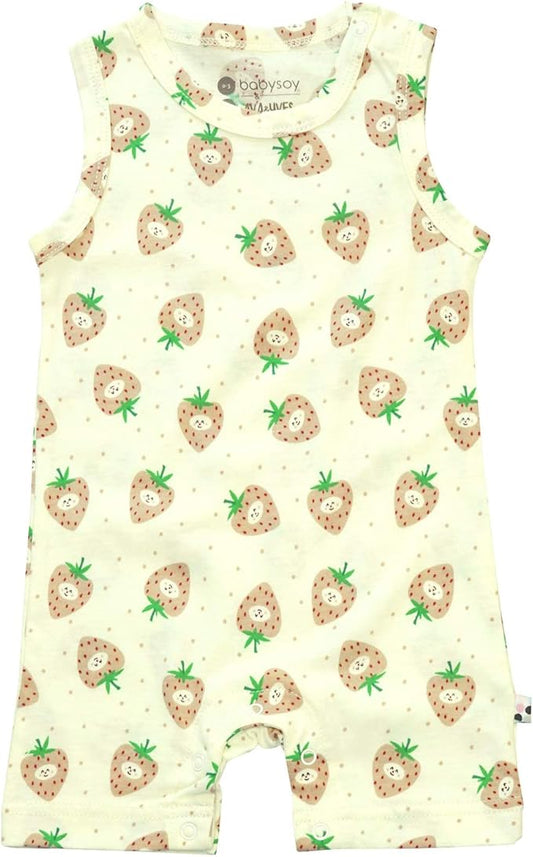 Babysoy Organic Pattern Print Tank Romper Shortall