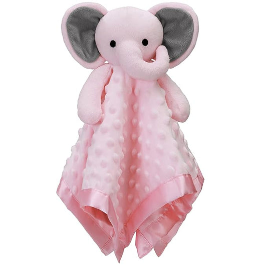 Pro Goleem Baby Girl Gifts Elephant Security Blanket with Stuffed Animal Snuggle Toy Lovey Soft Lovie Baby Registry Search for Infant and Toddler Pink 16 Inch