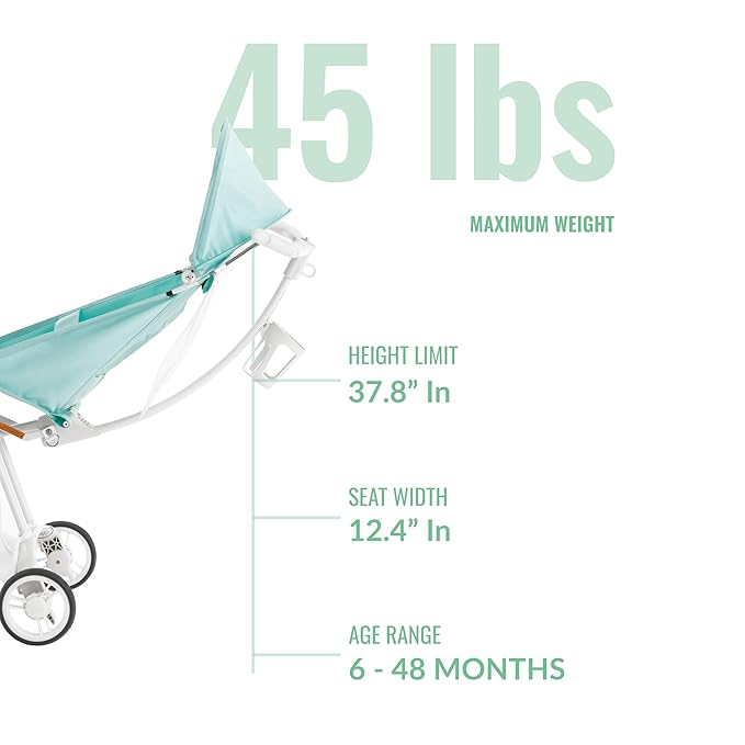 Evolur Roamer Ultra Light Stroller in White Blue, Travel-Ready Compact Stroller with One-Hand Fold, 33 lb Capacity, Sun Canopy & Cup Holder, Easy Clean, Smooth Ride for Everyday Use