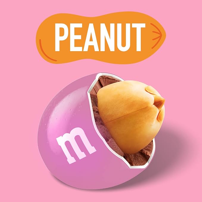 M&M’S Peanut Pink Chocolate Candy - 2lbs of Bulk Candy in Resealable Pack for Candy Buffet, Birthday Parties, Theme Meetings, Candy Bar, Sweet Stuff for DIY Party Favors or Edible Decoration