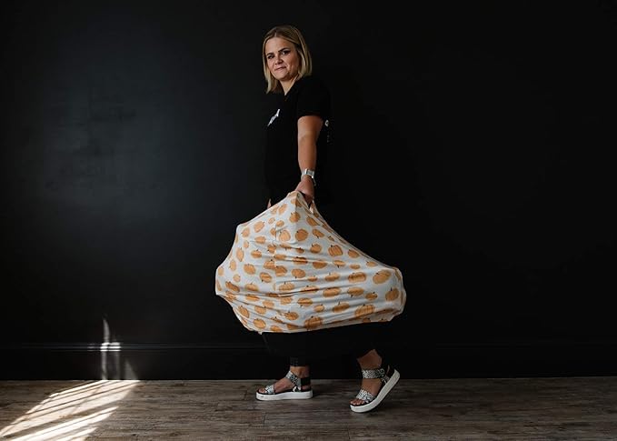 Baby Car Seat Cover Canopy and Nursing Cover Multi-Use Stretchy 5 in 1 Gift "Patch" by Copper Pearl