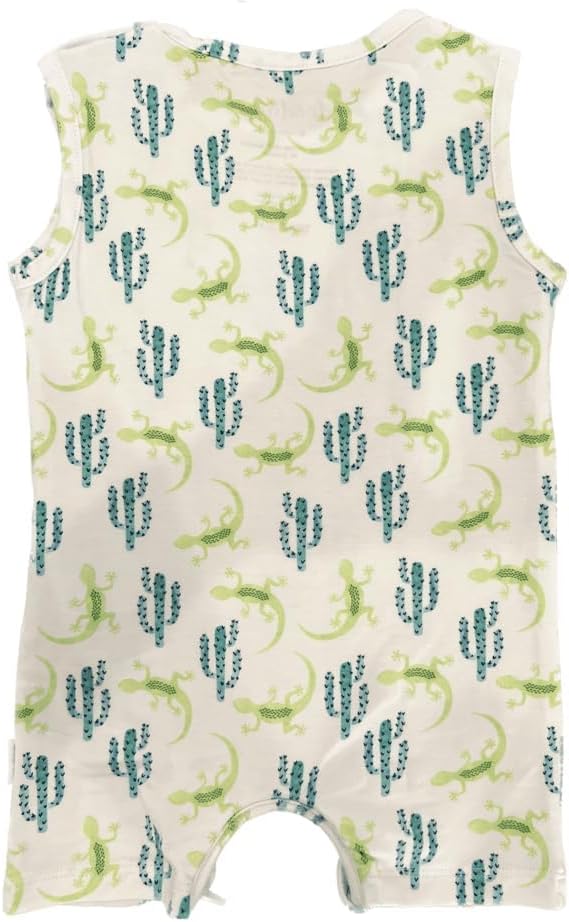 Soft Bamboo Viscose Baby Romper, Tank Top with Shorts, Zipper Inseam Closure with Front Pocket Pacifier Clip