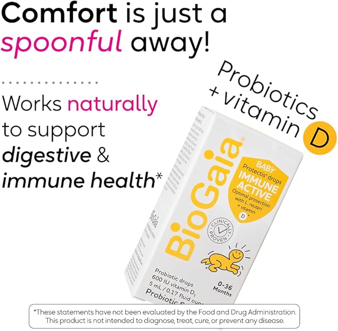 BioGaia Immune Active Baby Probiotic Drops + Vitamin D | for Babies & Toddlers 0-36 Months | Supports Digestive & Immune Health | Allergen, Dairy, Soy & Gluten Free | Backed by 30 Years of Research
