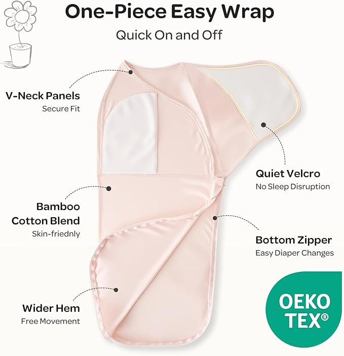 Momcozy Swaddles for Newborns, Quiet Fastner Suitable for Infant 0-3 Months, New-Parent-Friendly Swaddle Sack, Reduce Startle Reflex, Newborn Boys Girls Registry Essentials, 2-Pack, Bloom
