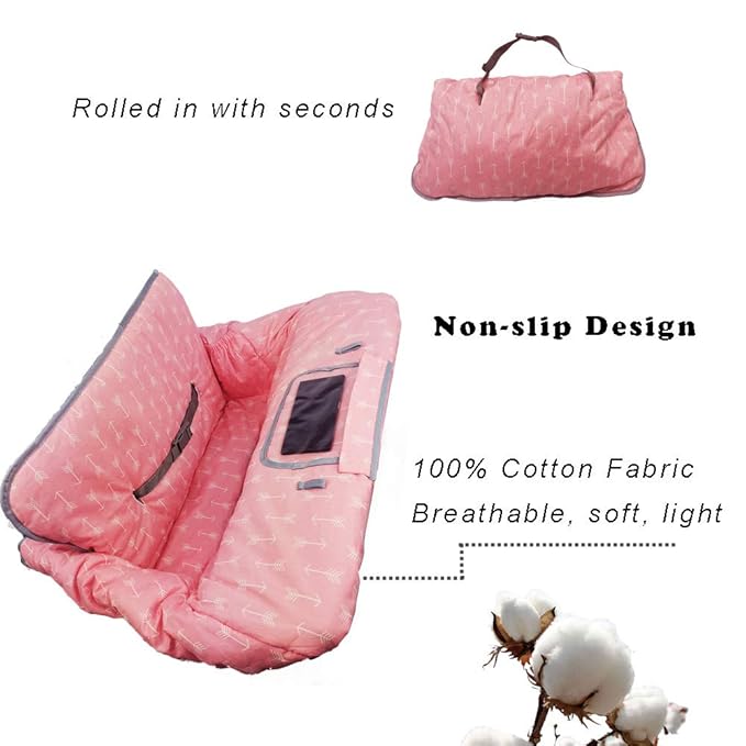 Shopping Cart Covers for Baby Girl, Cotton High Chair Cover, Machine Washable for Infant, Toddler (Pink)