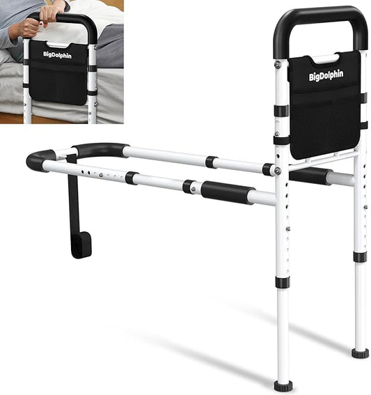 Bed Rails for Elderly Adults Safety 2026 Upgrade - ASTM Certified, 350 LBS Capacity, Tool-Free Assembly, Non-Slip Ergonomic Handle with Storage Pocket, Safe Bed Rails for Seniors