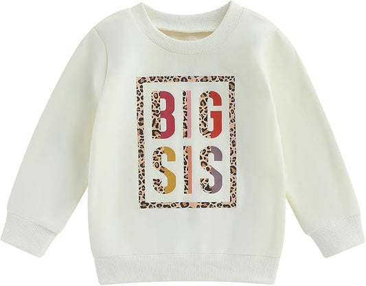 VISGOGO Infant Baby Boy Girls Big Lil Bro Big Lil Sis Matching Set Sweatshirt Romper Embroidery Sweater Toddler Clothes