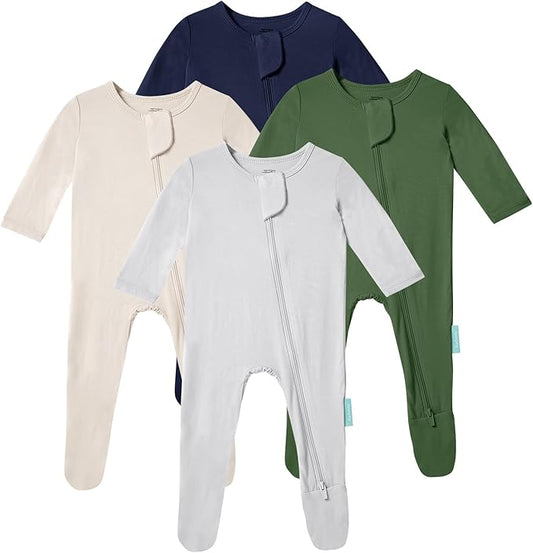 PurComfy Baby Zipper Footie Pajamas, Supersoft Bamboo Rayon Baby Footed Pjs Boy Girl 0-3-6-9-18-24 Month Coverall Sleepers