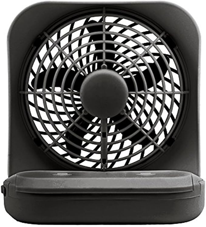 O2COOL Treva 5 Inch Battery Powered Fan Portable Desk Fan 2 Cooling Speeds with Compact Folding & Tilt Design Cubicle Accessories Small Portable (Black)