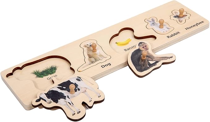 Adena Montessori AInteractive Animal Puzzle Set: Discover The World of Animals and Their Diets PuzzleToys for 2 Years Old Toddler Infant