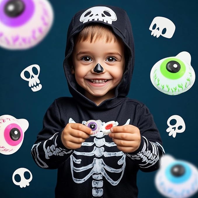 Eyeballs Gummy Candy - 19 Oz Jar (30 Count) - Strawberry Jelly Filled Gummies - Individually Wrapped Halloween Candy - Kids' Party Favors - Spooky Eyes Gummies by Funtasty