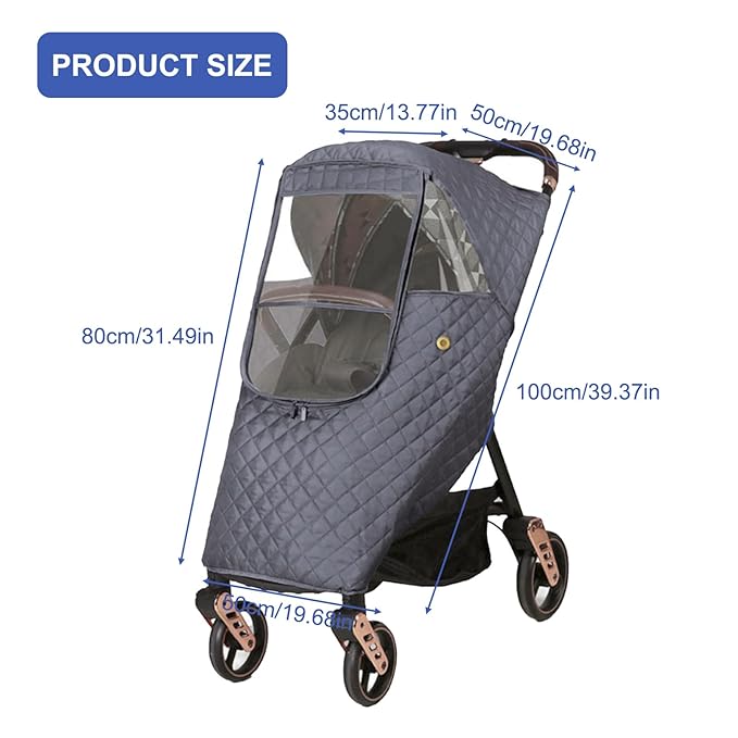 Universal Stroller Rain Cover Winter Pram Buggy Rain Shield Waterproof Windproof Quilted Travel Weather Cover for Baby Stroller Pushchair