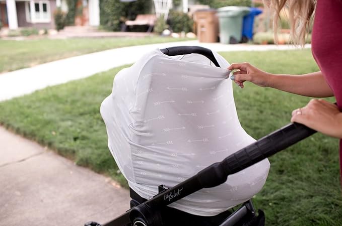 Baby Car Seat Cover Canopy and Nursing Cover Multi-Use Stretchy 3 in 1 Gift "Summit" by Copper Pearl