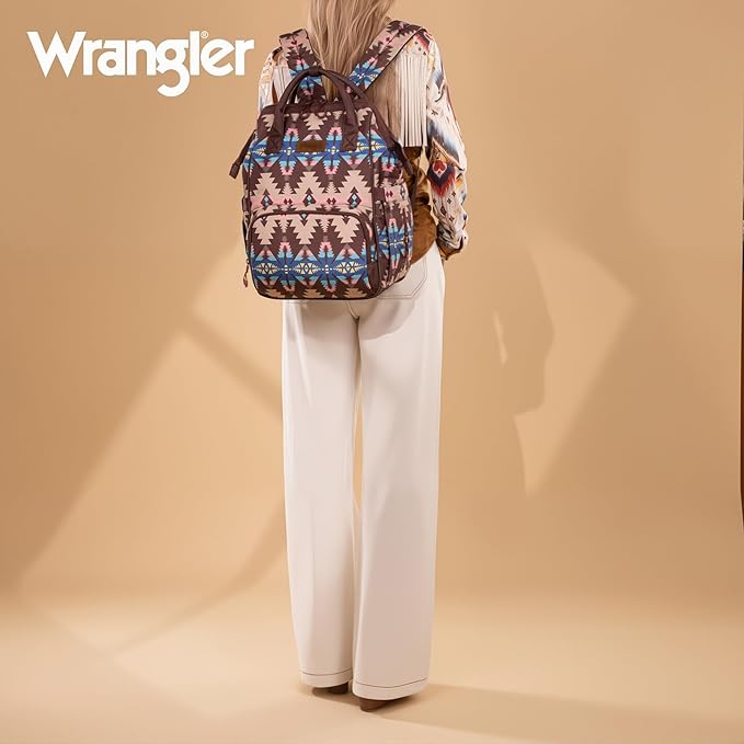Montana West Wrangler Callie Diaper Bag Backpack with Stroller Straps Southwestern Multifunction Baby Travel Bag WG2210-9110CF