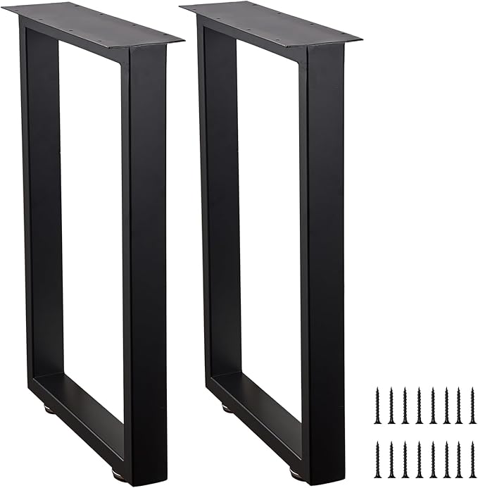 24 Inch Metal Coffee Table Legs Desk Legs for Furniture, Nightstand, End Table, Side Table, Desk, Black, Set of 2