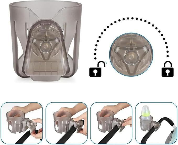 New Cup Holder Compatible with UPPAbaby Cup Holder (for Vista, Cruz and Minu). A Solid Super Secure Fit. 360 Degrees Rotatable. Anti-Shake Spill Resistant. (Transparent)