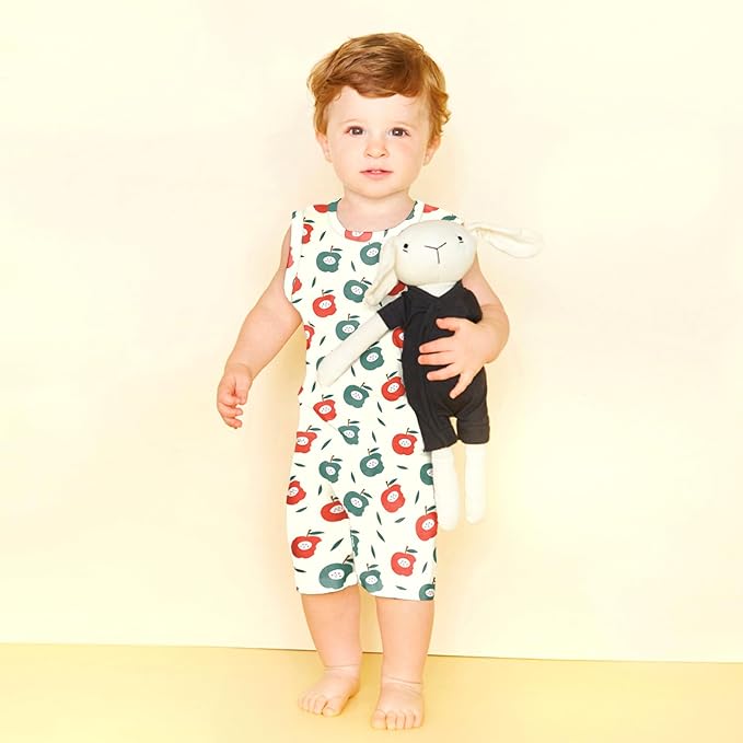 Babysoy Organic Pattern Print Tank Romper Shortall