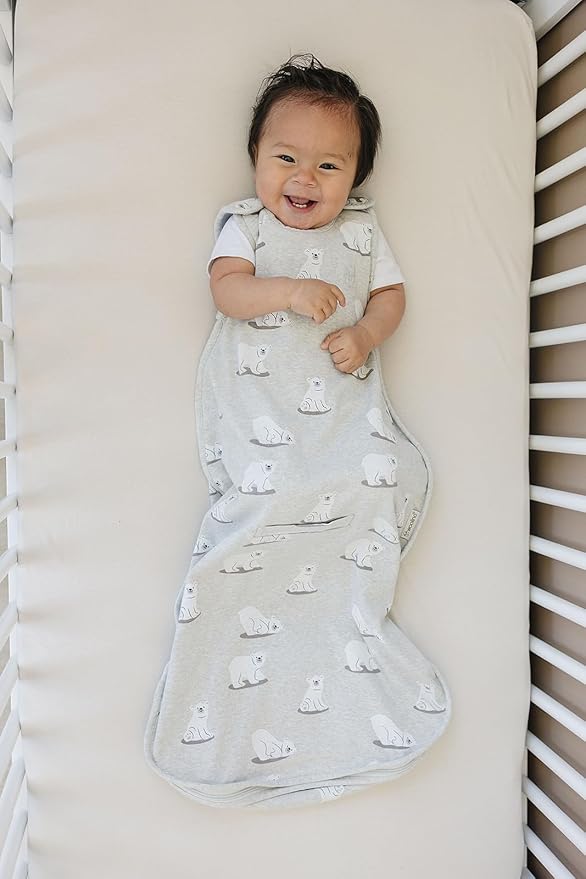 Woolino 4 Season Sleep Sack - Ultimate Merino Wool and Organic Cotton Sleeping Bag - Two-Way Zipper Adjustable Universal Size Sleep Sack for Baby (2-24 Months) - Polar Bear