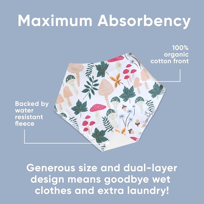 Copper Pearl 4 Pack Soft Cotton Baby Bibs for Drooling and Teething, Absorbent Drool Bibs for Baby Girl and Boy, Adjustable to Fit Newborns to Toddlers, Tons of Styles (Ivy)