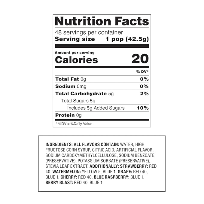 Push Pop Freezer Pops - Ice Popsicles Frozen, Individually Wrapped Variety Pack, 6 Classic Fruity Flavors, Fun Colored Frozen Treats for Party Favors, Bulk Snacks for Kids (48 Count)