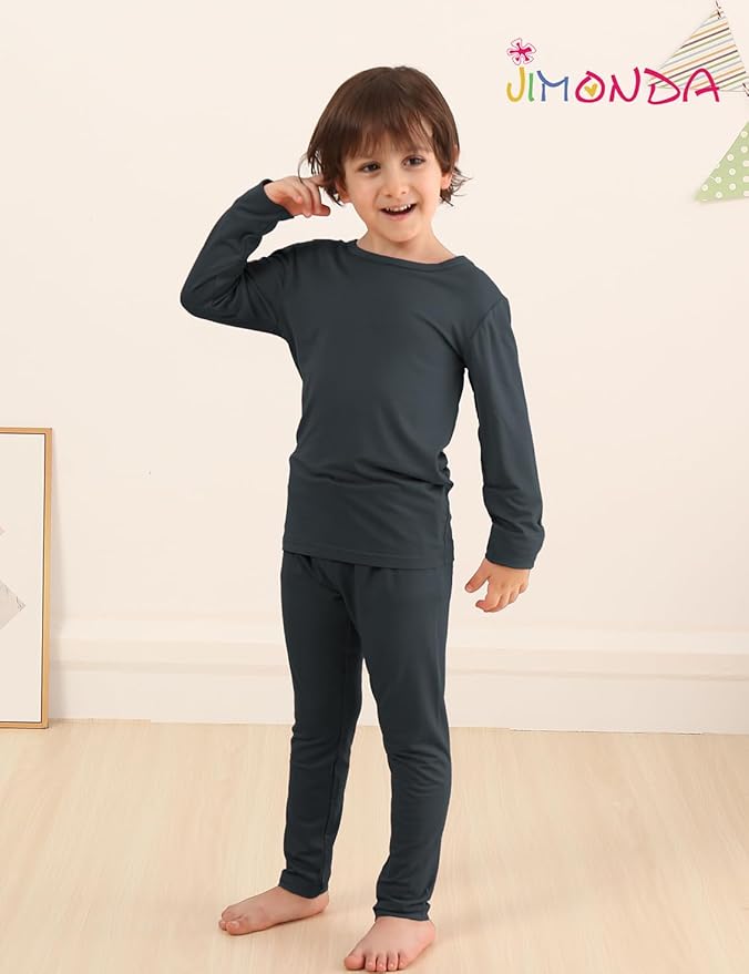 Jimonda Toddler Kids Girls Boys Pajamas Sets Soft Comfy Jammies Tencel Solid Raglan Sleepwear Pajamas Pjs 2pcs Set 18M-8Y