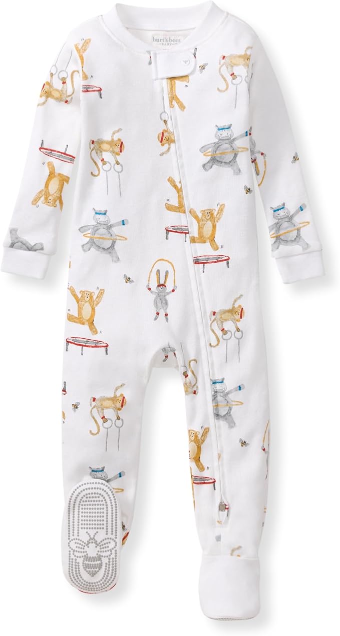 Burt's Bees Baby baby-boys Boys Sleeper Pjs, 100% Organic Cotton, One-piece Footie, Zip Up Jumpsuit, Snug Fit Pajamas