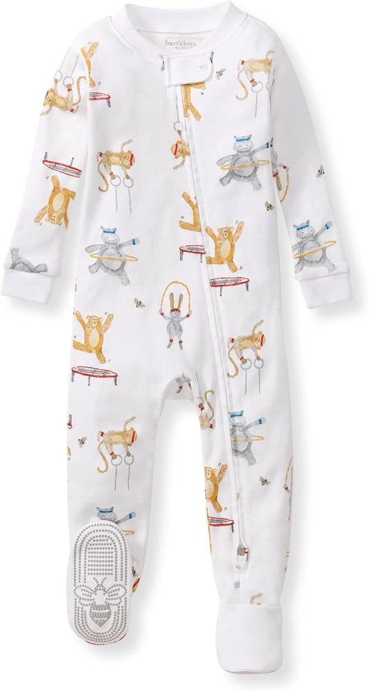 Burt's Bees Baby baby-boys Boys Sleeper Pjs, 100% Organic Cotton, One-piece Footie, Zip Up Jumpsuit, Snug Fit Pajamas