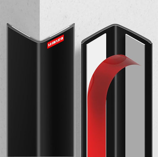 MONOID Wall Corner Protector, 2 PCS Furniture Edge Protection, PC Anti-Bump Guards Avoid Scratching Corner Trim for Door Frame, Table, Countertop, Stair, Self-Adhesive, Black, 1.97IN×47.24IN/5CM×120CM