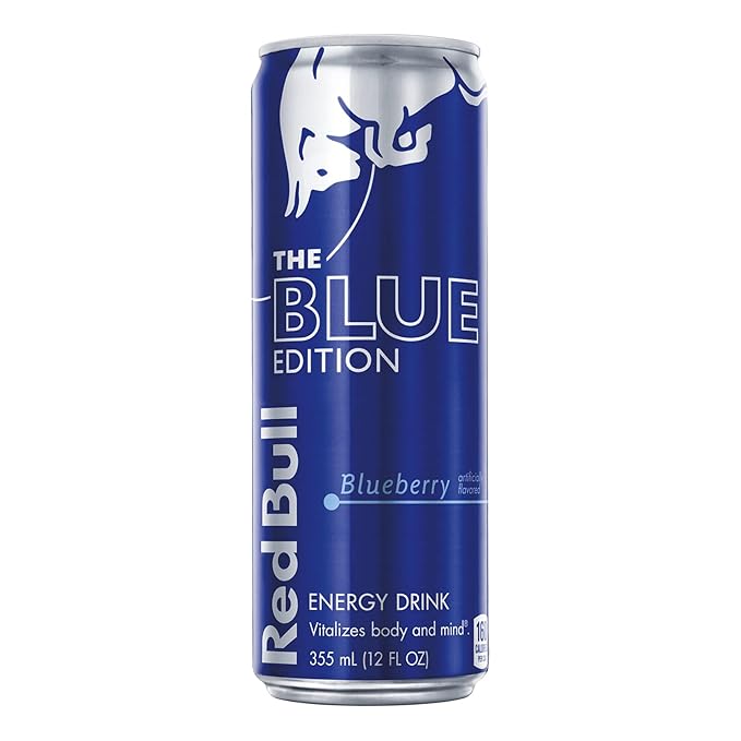Red Bull Blue Edition Energy Drink, Blueberry, with 114mg Caffeine plus Taurine & B Vitamins, 12 Fl Oz, Pack of 4 Cans