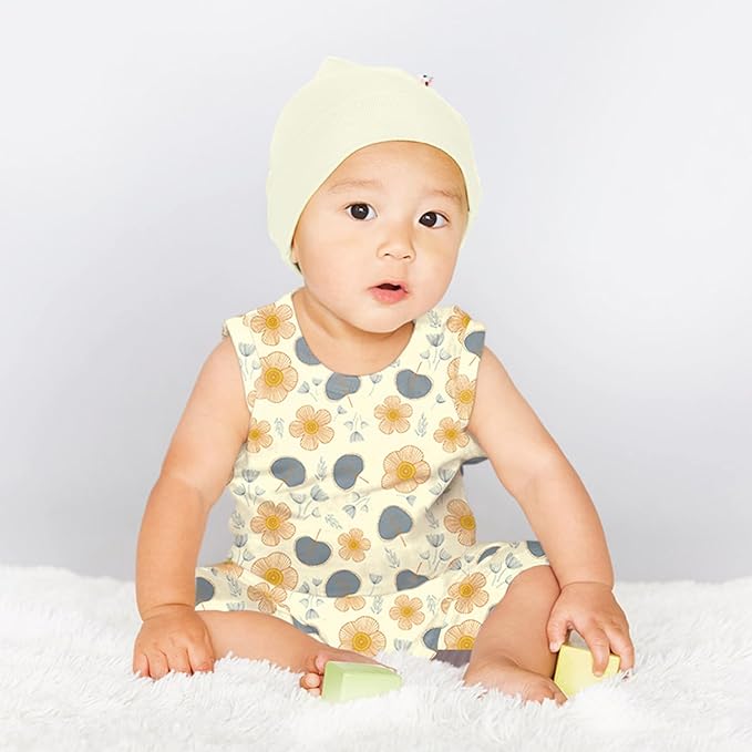 Babysoy Organic Pattern Print Tank Romper Shortall
