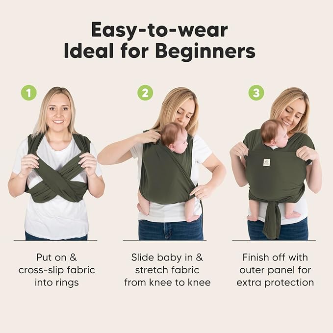 KeaBabies Baby Wrap Carrier Ring Sling - Easy to Wear, Adjustable D-Lite Baby Carrier Newborn to Toddler, Infant Carrying Shirt, Hands Free Bonding, Breathable Fabric Wearing Wrap (Forest)