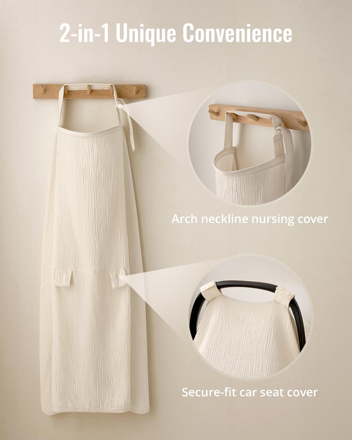 Blissful Diary Baby Car Seat Cover, Extra Large Mesh Window, Breathable Muslin Cotton, Infant Windproof Canopy, Must-Have Baby Gift - Roman Green