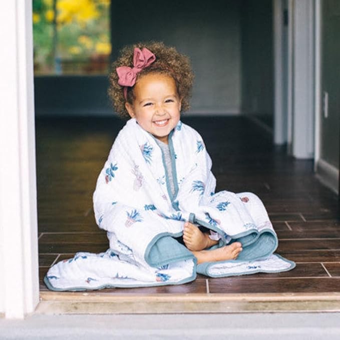 Little Unicorn Original Premium Cotton Quilt | Multi-Layered & Extra-Soft Muslin Fabric |for Babies & Toddlers (Prickle Pots)