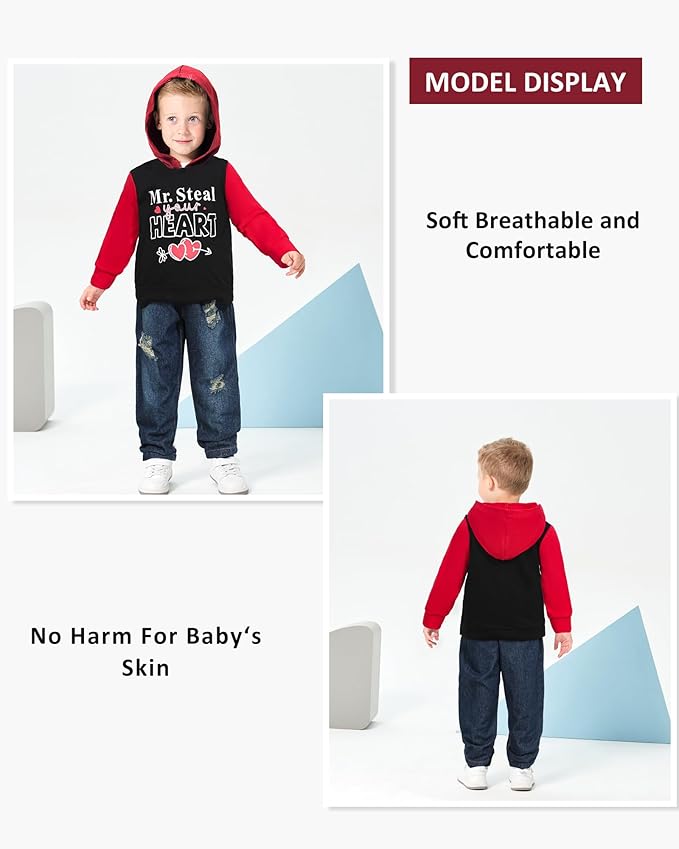 NZRVAWS Baby Boy Clothes Toddler Boy Outfit 2 3 4T 6 12 18 24 Month Fall Winter Hoodie Ripped Jeans Clothing