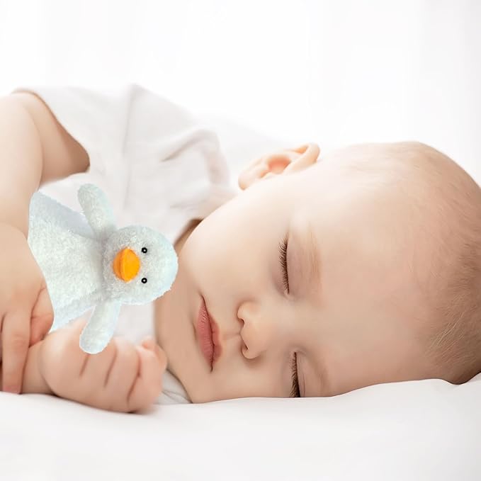 Baby White Duck Soft Stuffed Animal Security Blanket, Plush Duck Character Lovey Blanket, Baby Shower/Nursery Gift, Newborn Infant Toddler Snuggle Blankie for Boys Girls, 14 Inches