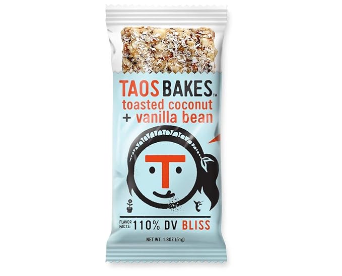 Taos Bakes Snack Bars - Toasted Coconut + Vanilla Bean - Gluten-Free, Non-GMO Granola Bars - Healthy & Delicious Baked Bars - 1.8oz