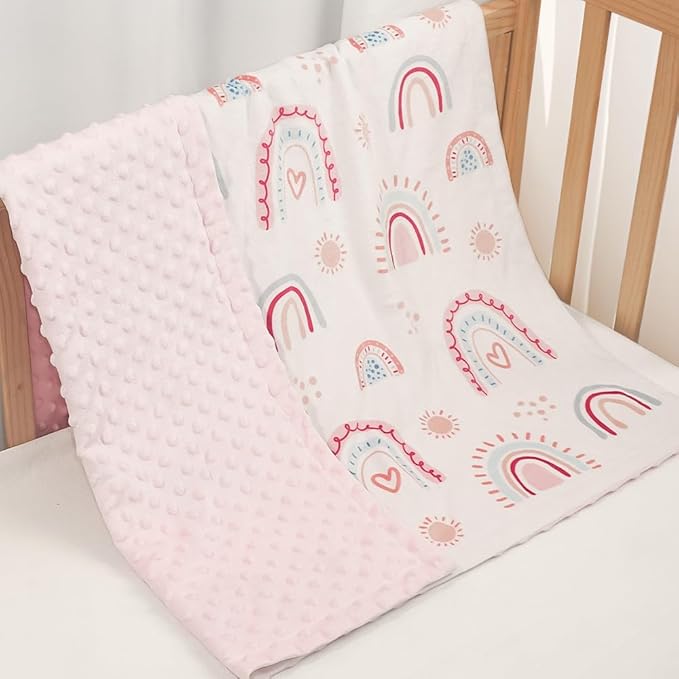SANDJEST Rainbow Kid Blanket for Girls - 30 x 40 Kids Minky Blanket - Gifts for Kids on Birthday Christmas Nursery Bedroom Decor