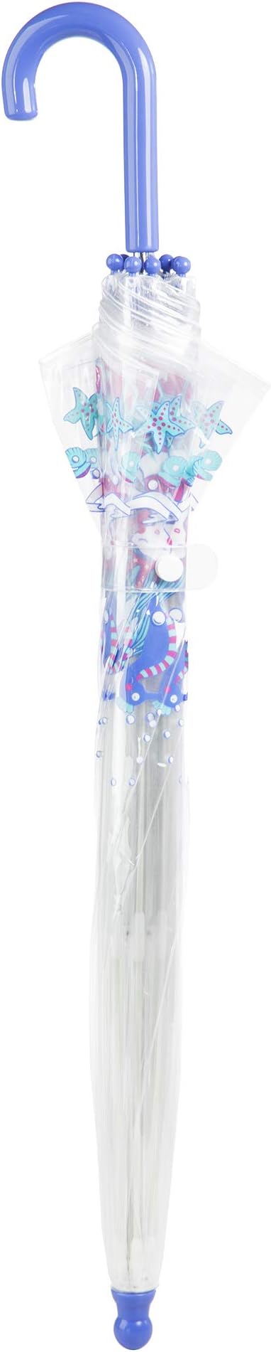 totes Kids Clear Bubble Umbrella with Dome Canopy, Lightweight Design, Wind and Rain Protection Umbrella, Ocean Princess, Kids - 38" Canopy