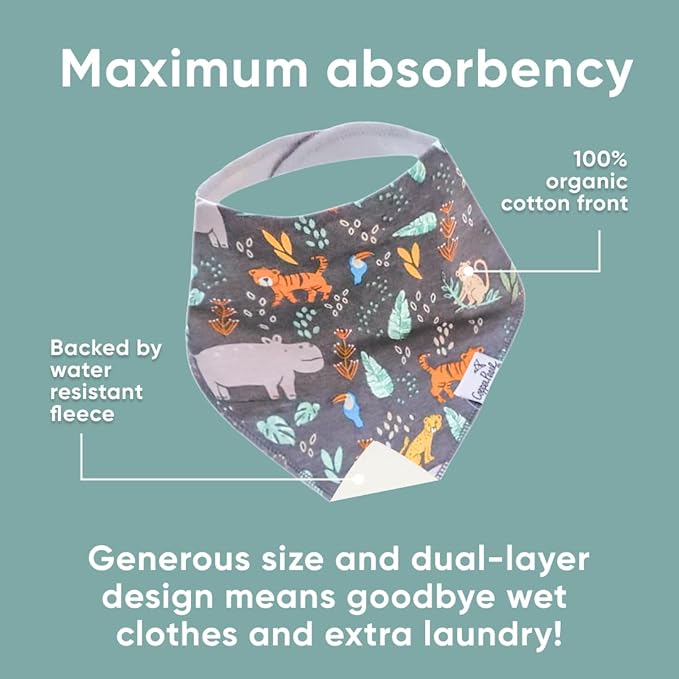 Copper Pearl 4 Pack Soft Cotton Baby Bibs for Drooling and Teething, Absorbent Drool Bibs for Baby Girl and Boy, Adjustable to Fit Newborns to Toddlers, Tons of Styles (Bengal)