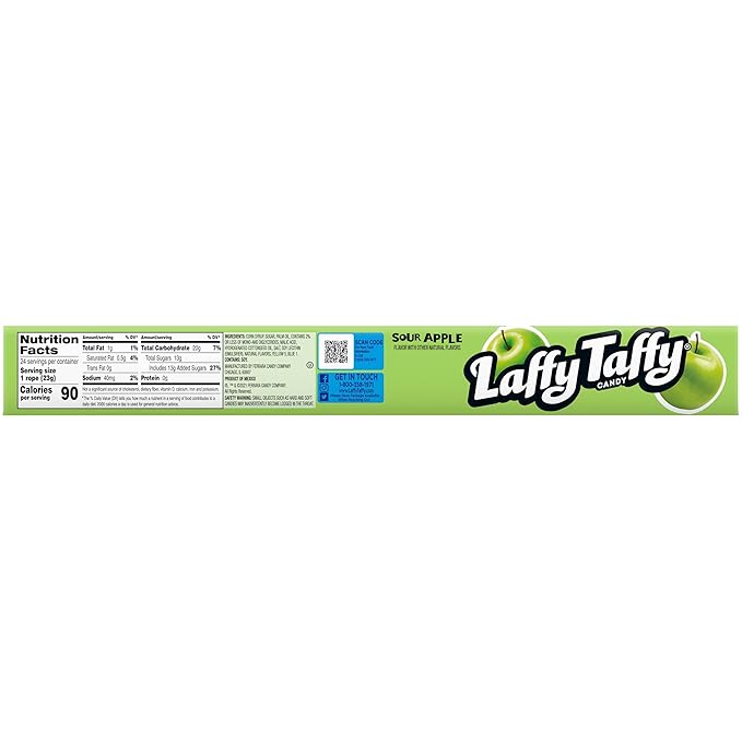 Laffy Taffy Rope Candy, Sour Apple Flavor, 0.81 Ounce Ropes (Pack of 48)