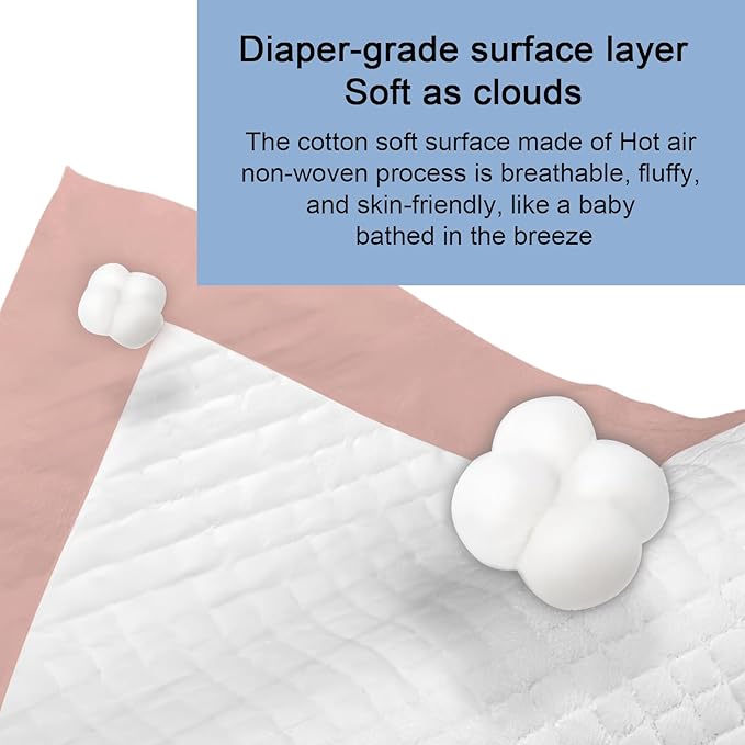 Disposable Changing Pad (100 Pack), Baby Incontinence Changing Pads Diaper UnderPads, Super Soft, Ultra Absorbent & Waterproof, Covers Any Surface for Baby Diaper Changes, 18 x 13inch (Pink)