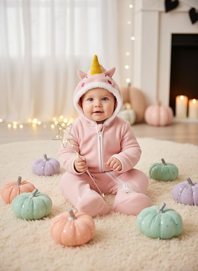 PATPAT Fleece Hooded Footed Romper Clothes, Soft Warm Footie Covers, Car Seat Friendly, Easy Zip, Cute Boy Girl