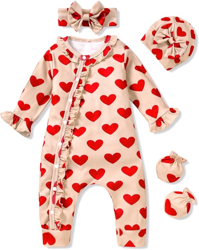 Aalizzwell Baby Girls Romper Outfit Fall Winter Clothes with Accessories